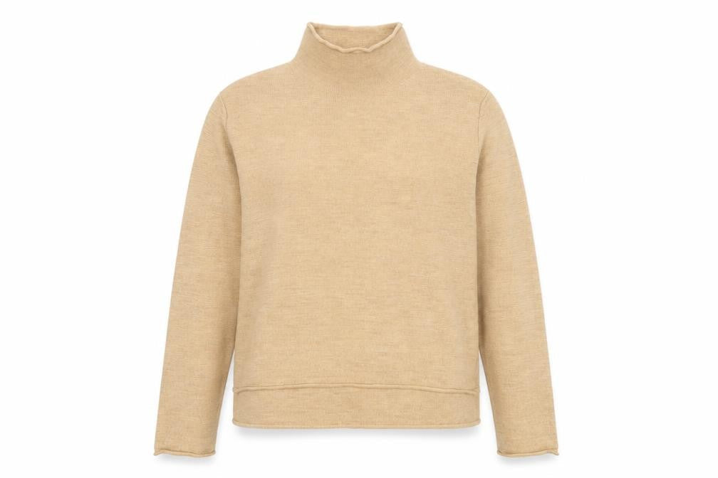 Marks and Spencer Women Beige M Pure Merino Wool Roll Neck Jumper