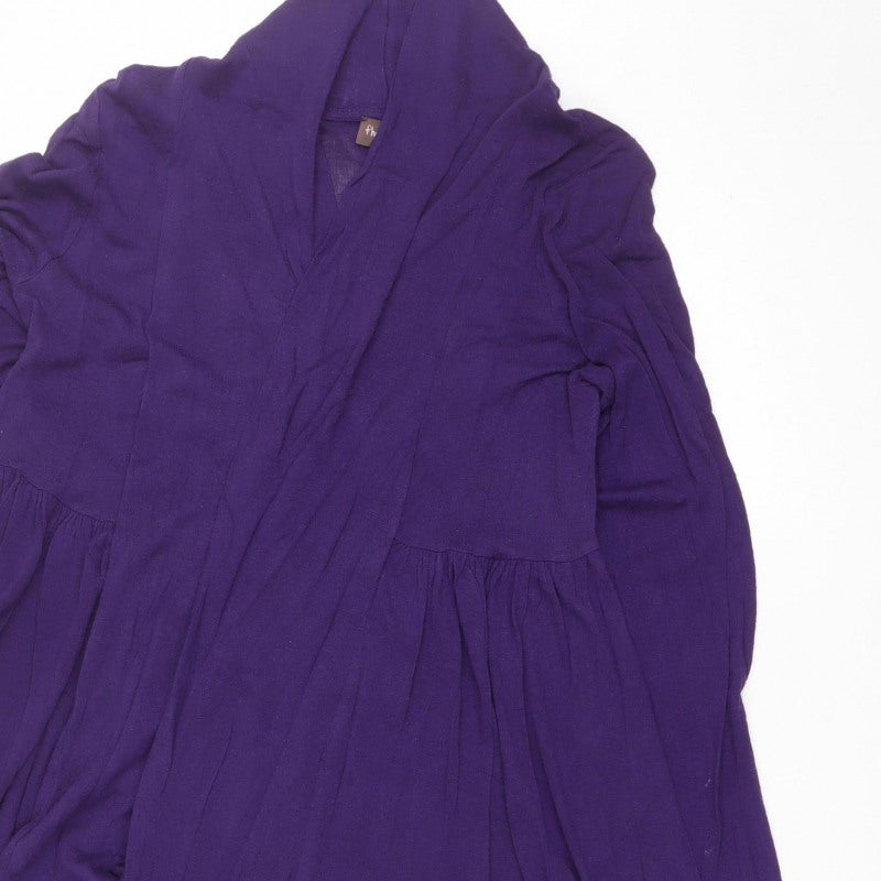 Three Eight Women’s Purple Size 10 Open Drape Long Cardigan