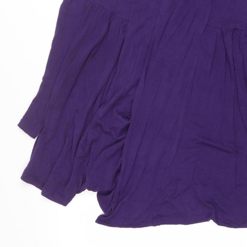 Three Eight Women’s Purple Size 10 Open Drape Long Cardigan