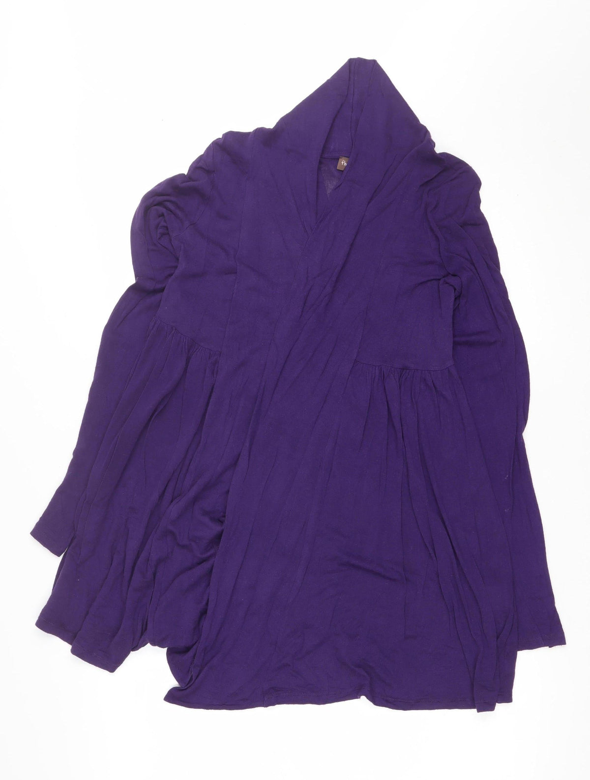 Three Eight Women’s Purple Size 10 Open Drape Long Cardigan