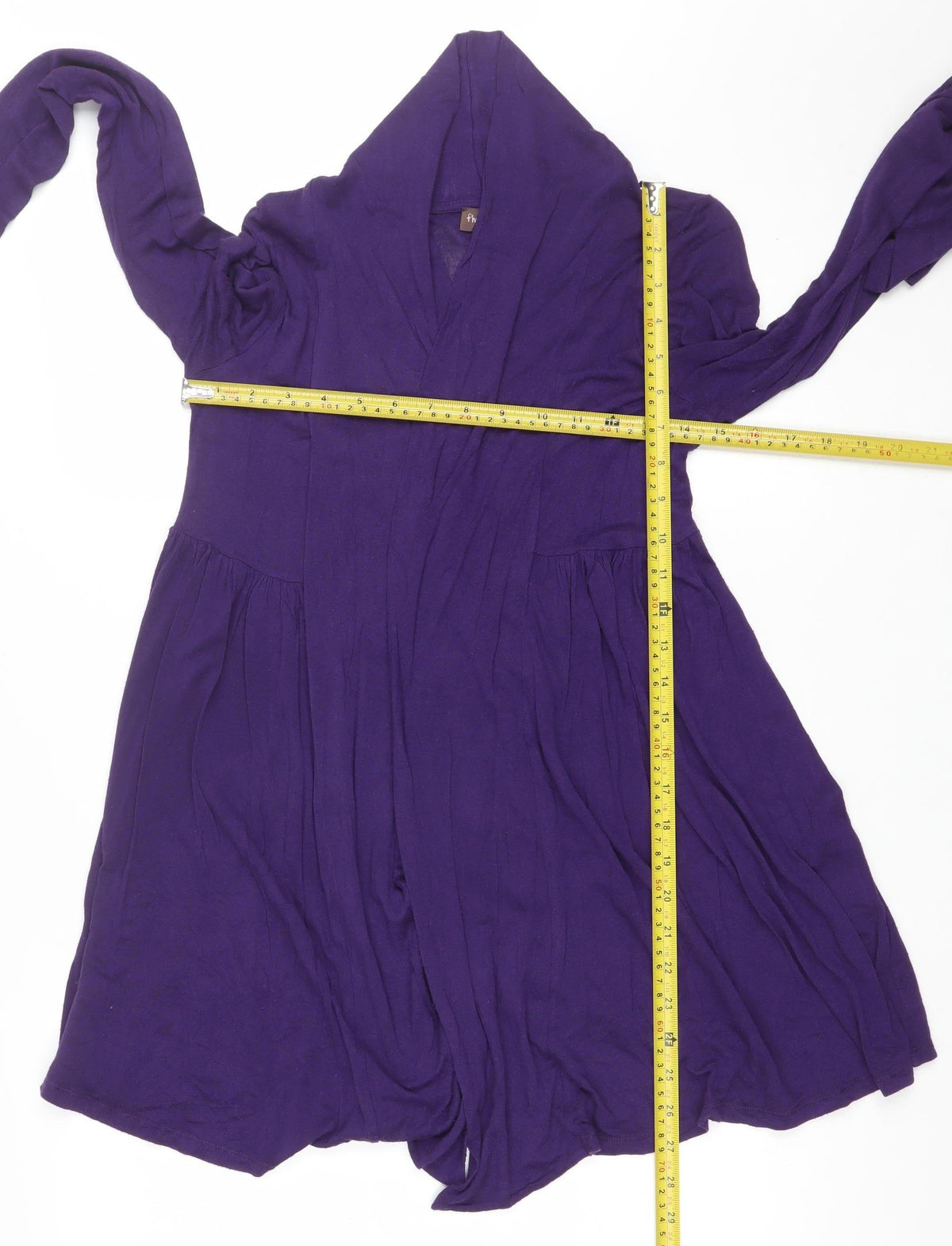 Three Eight Women’s Purple Size 10 Open Drape Long Cardigan