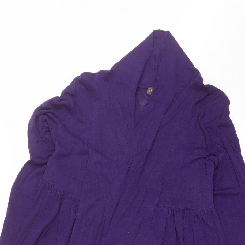 Three Eight Women’s Purple Size 10 Open Drape Long Cardigan