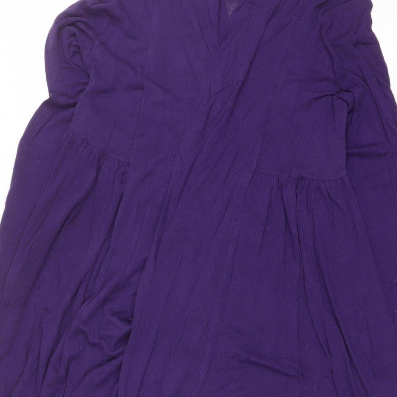 Three Eight Women’s Purple Size 10 Open Drape Long Cardigan