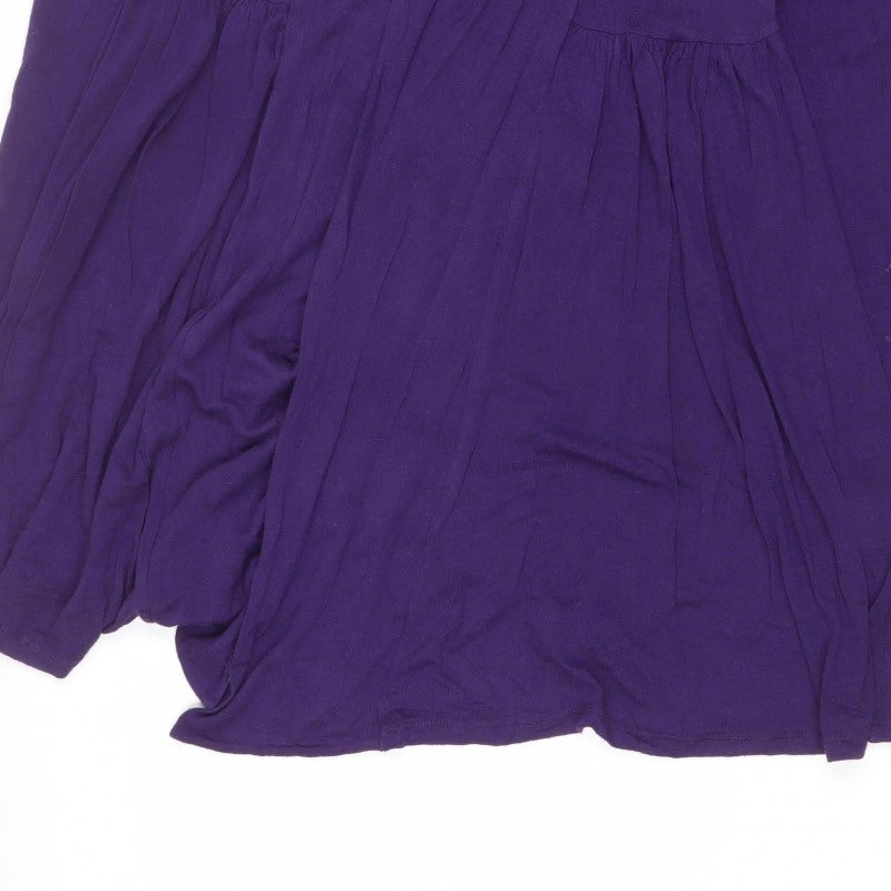 Three Eight Women’s Purple Size 10 Open Drape Long Cardigan