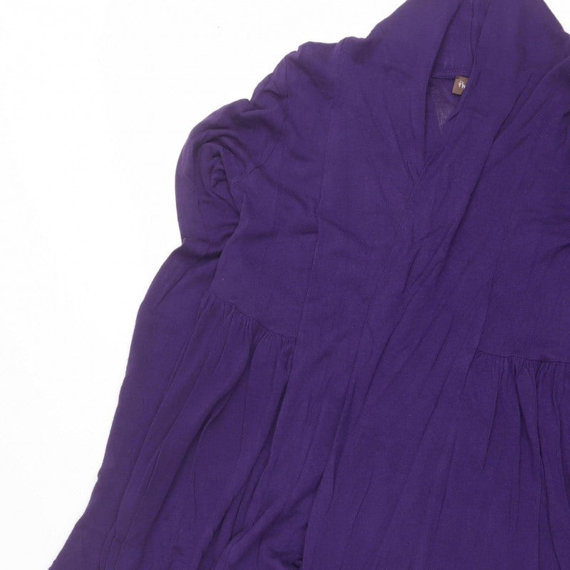 Three Eight Women’s Purple Size 10 Open Drape Long Cardigan