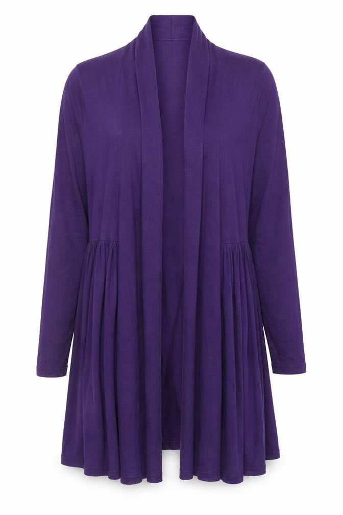 Three Eight Women’s Purple Size 10 Open Drape Long Cardigan