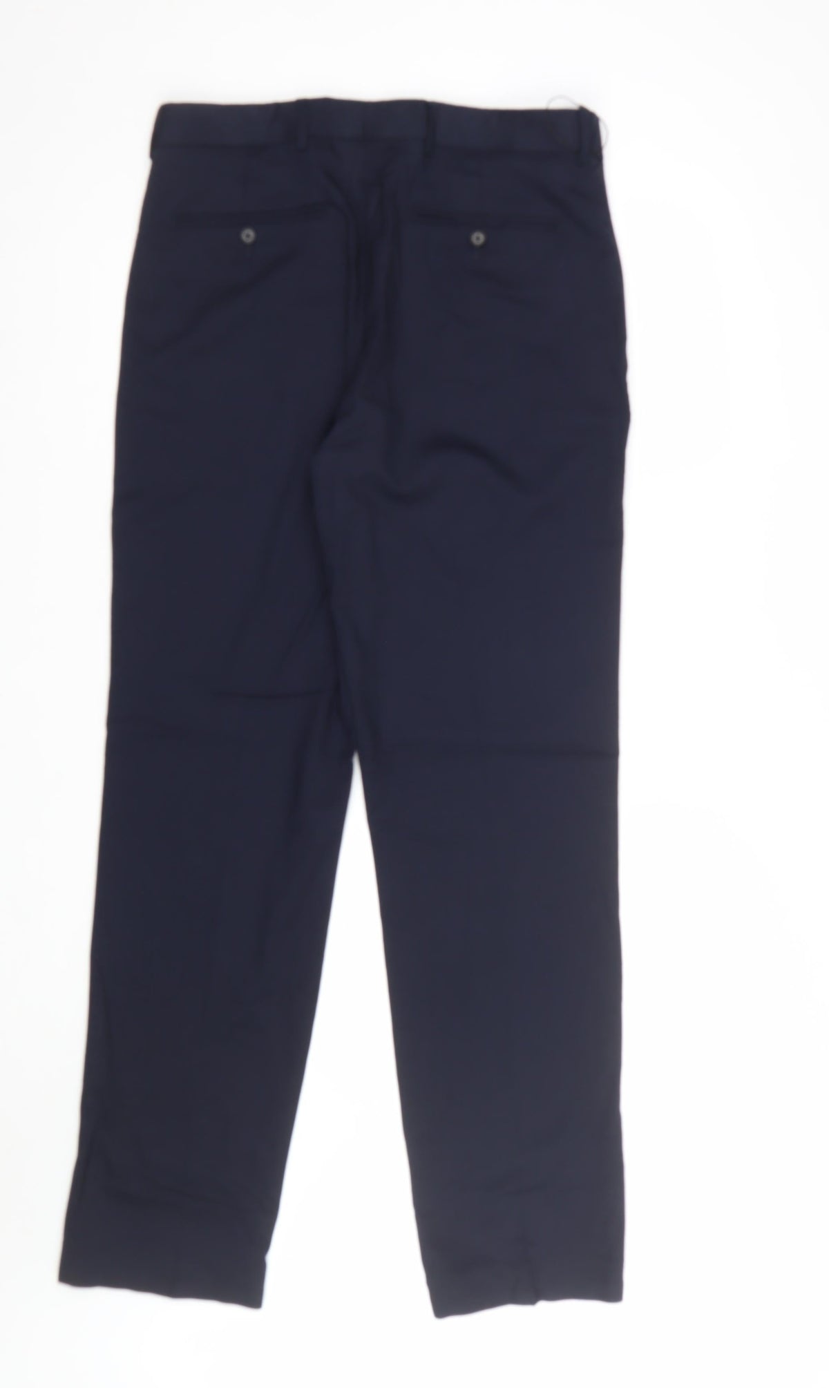 Marks & Spencer Men’s Navy 32L Regular Fit Wool Blend Dress Trousers