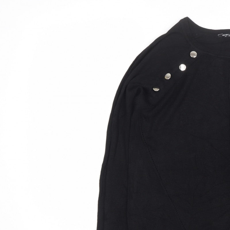 Select Women Black UK 8 Studded Raglan Knit Jumper