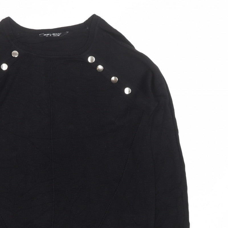 Select Women Black UK 8 Studded Raglan Knit Jumper