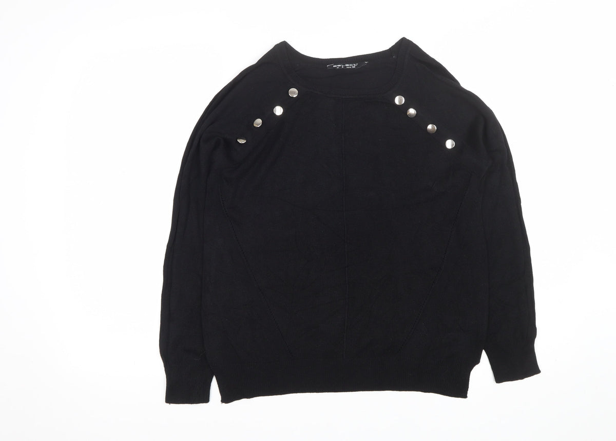Select Women Black UK 8 Studded Raglan Knit Jumper