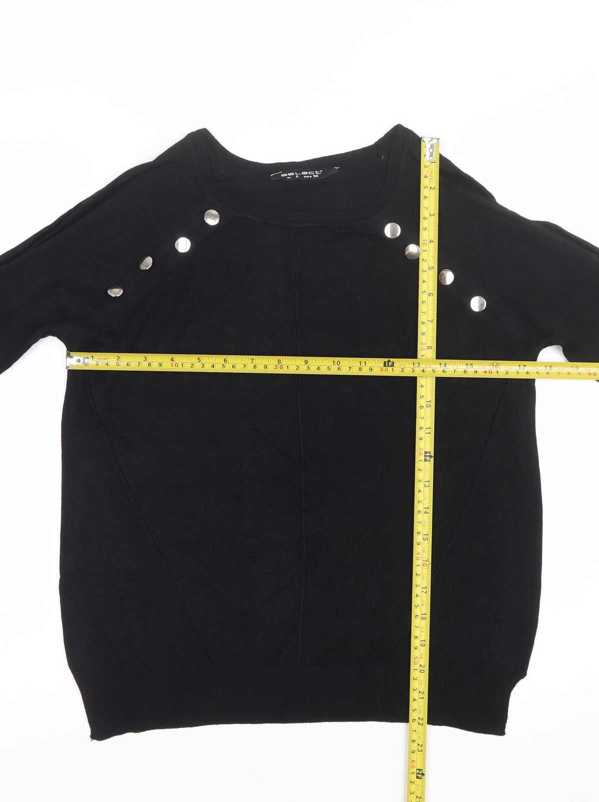 Select Women Black UK 8 Studded Raglan Knit Jumper