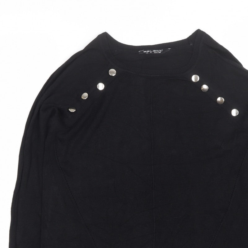 Select Women Black UK 8 Studded Raglan Knit Jumper