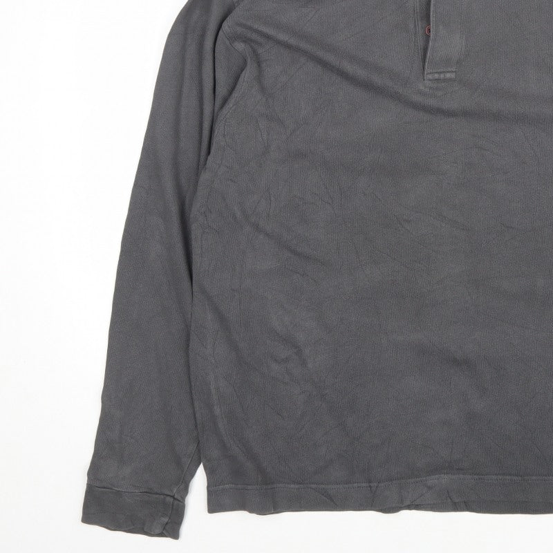Hawkshead Men’s Grey M Long Sleeve Cotton Collared Polo Shirt