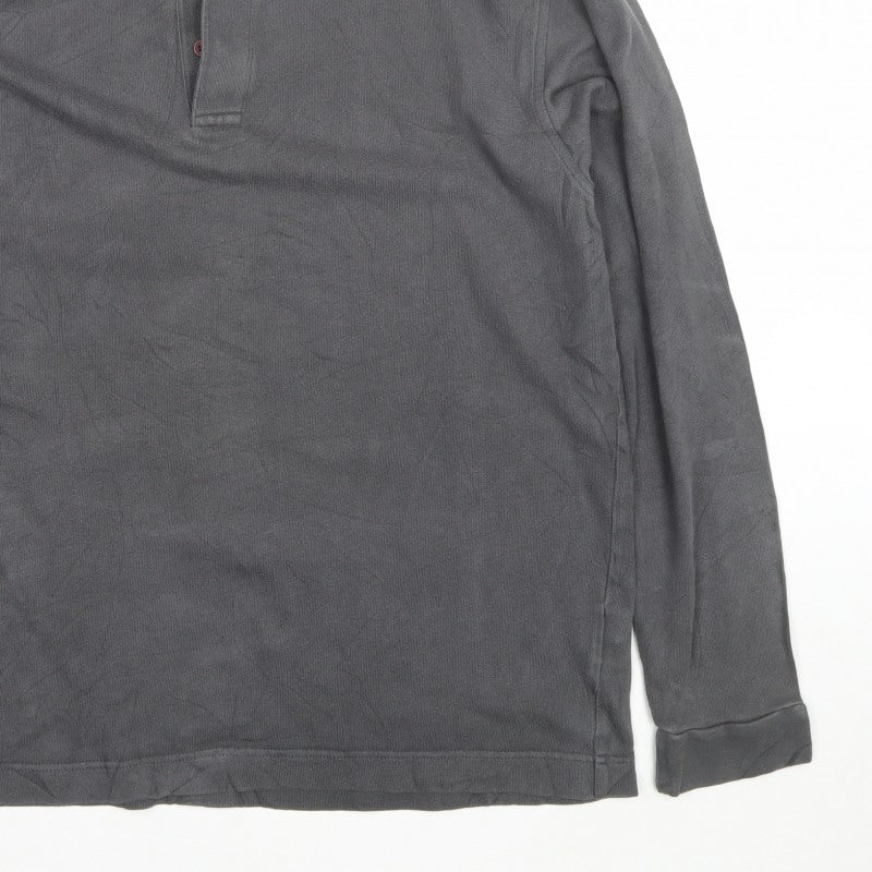 Hawkshead Men’s Grey M Long Sleeve Cotton Collared Polo Shirt