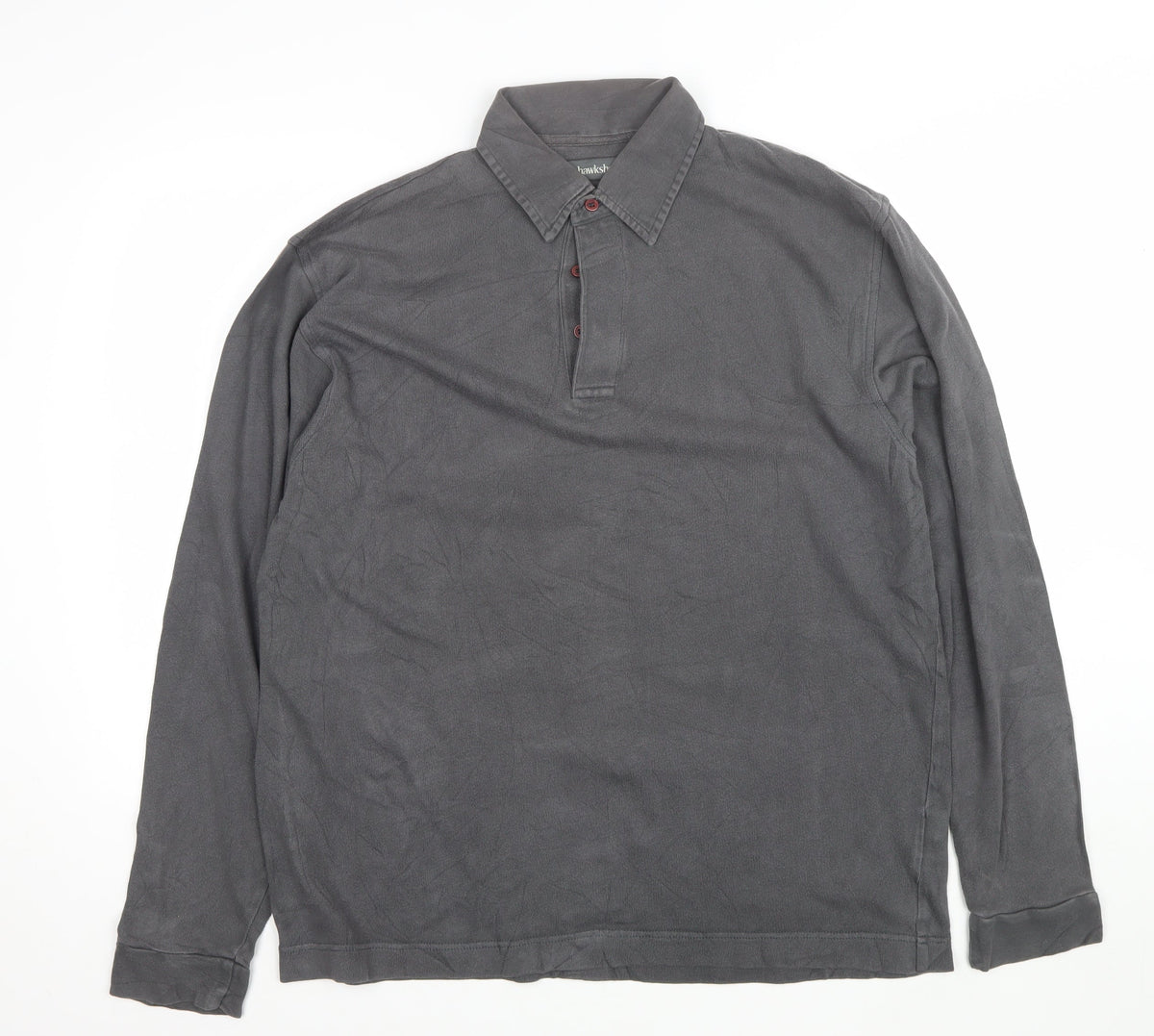 Hawkshead Men’s Grey M Long Sleeve Cotton Collared Polo Shirt