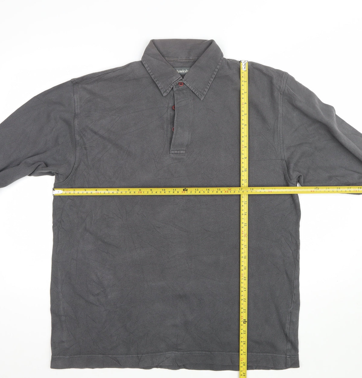 Hawkshead Men’s Grey M Long Sleeve Cotton Collared Polo Shirt