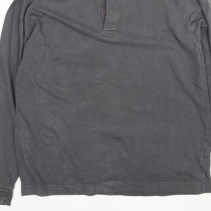 Hawkshead Men’s Grey M Long Sleeve Cotton Collared Polo Shirt