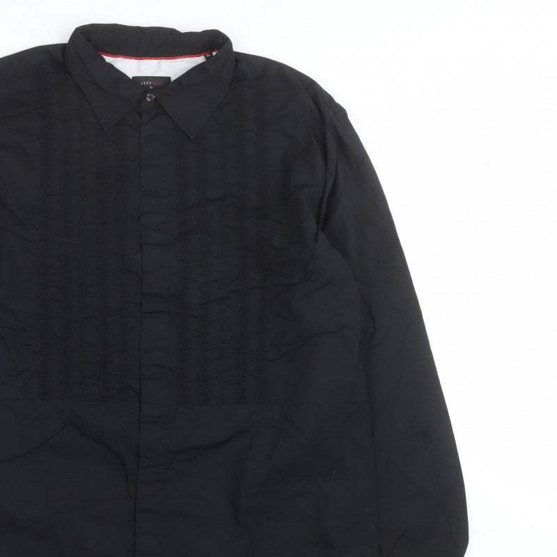 Jeff & Co Men’s Black M Long Sleeve Pleated Front Button-Up Shirt