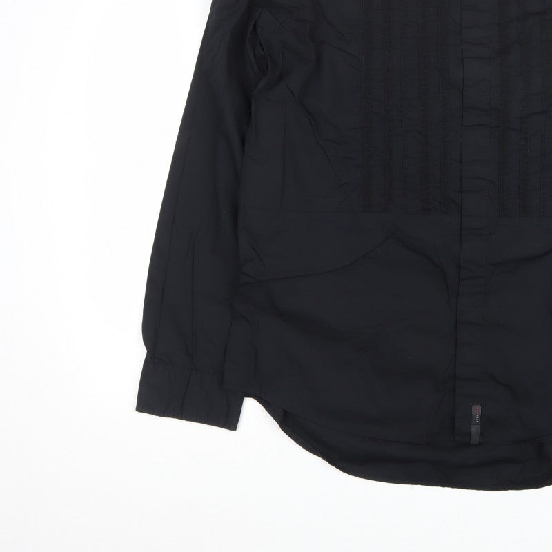 Jeff & Co Men’s Black M Long Sleeve Pleated Front Button-Up Shirt
