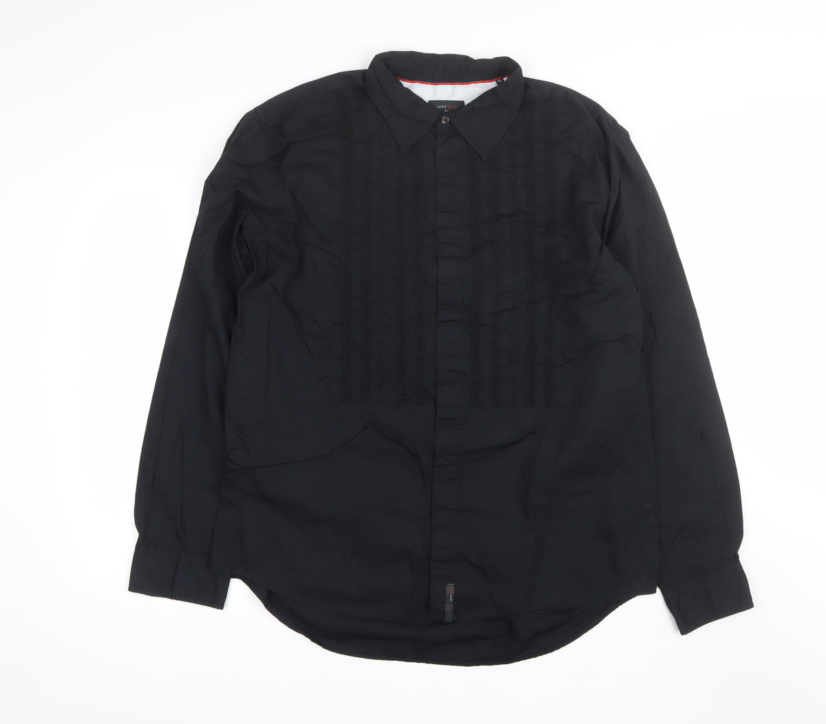 Jeff & Co Men’s Black M Long Sleeve Pleated Front Button-Up Shirt
