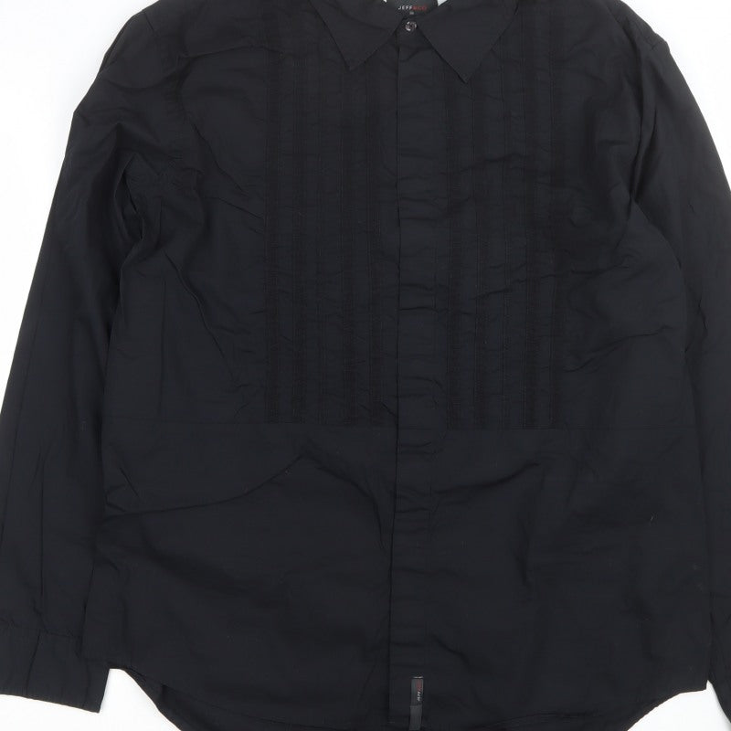 Jeff & Co Men’s Black M Long Sleeve Pleated Front Button-Up Shirt