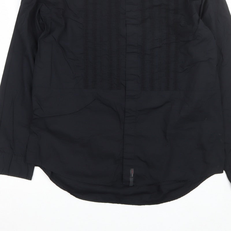 Jeff & Co Men’s Black M Long Sleeve Pleated Front Button-Up Shirt