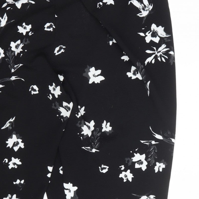 Yours Women’s Black Floral Cropped Trousers UK 24 Elasticated Stretch