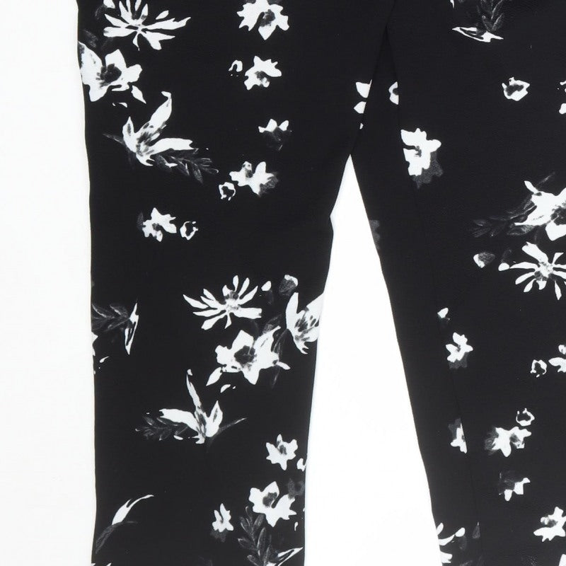 Yours Women’s Black Floral Cropped Trousers UK 24 Elasticated Stretch