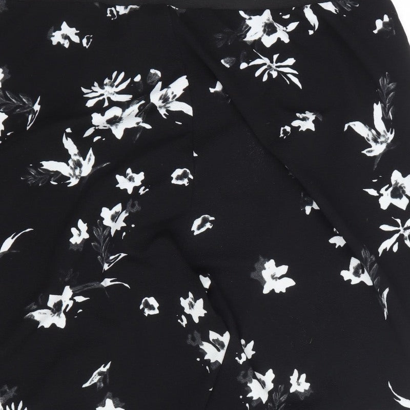 Yours Women’s Black Floral Cropped Trousers UK 24 Elasticated Stretch