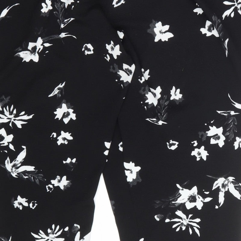 Yours Women’s Black Floral Cropped Trousers UK 24 Elasticated Stretch