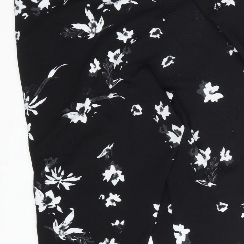 Yours Women’s Black Floral Cropped Trousers UK 24 Elasticated Stretch