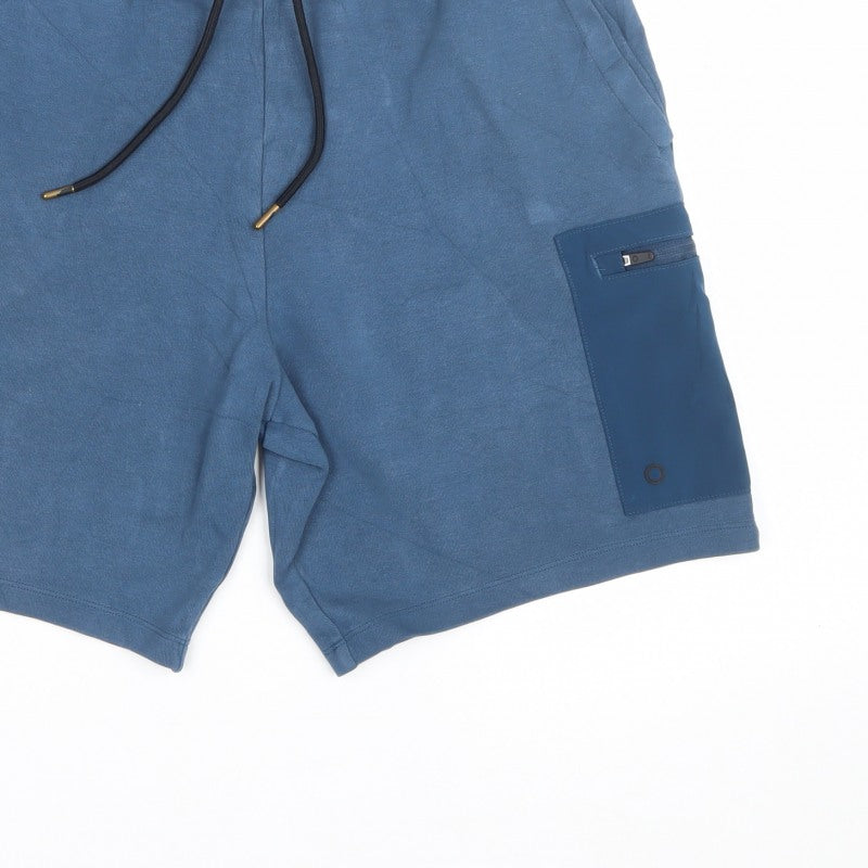 Goodmove Men’s Blue M Sweat Shorts Drawstring Zip Pocket