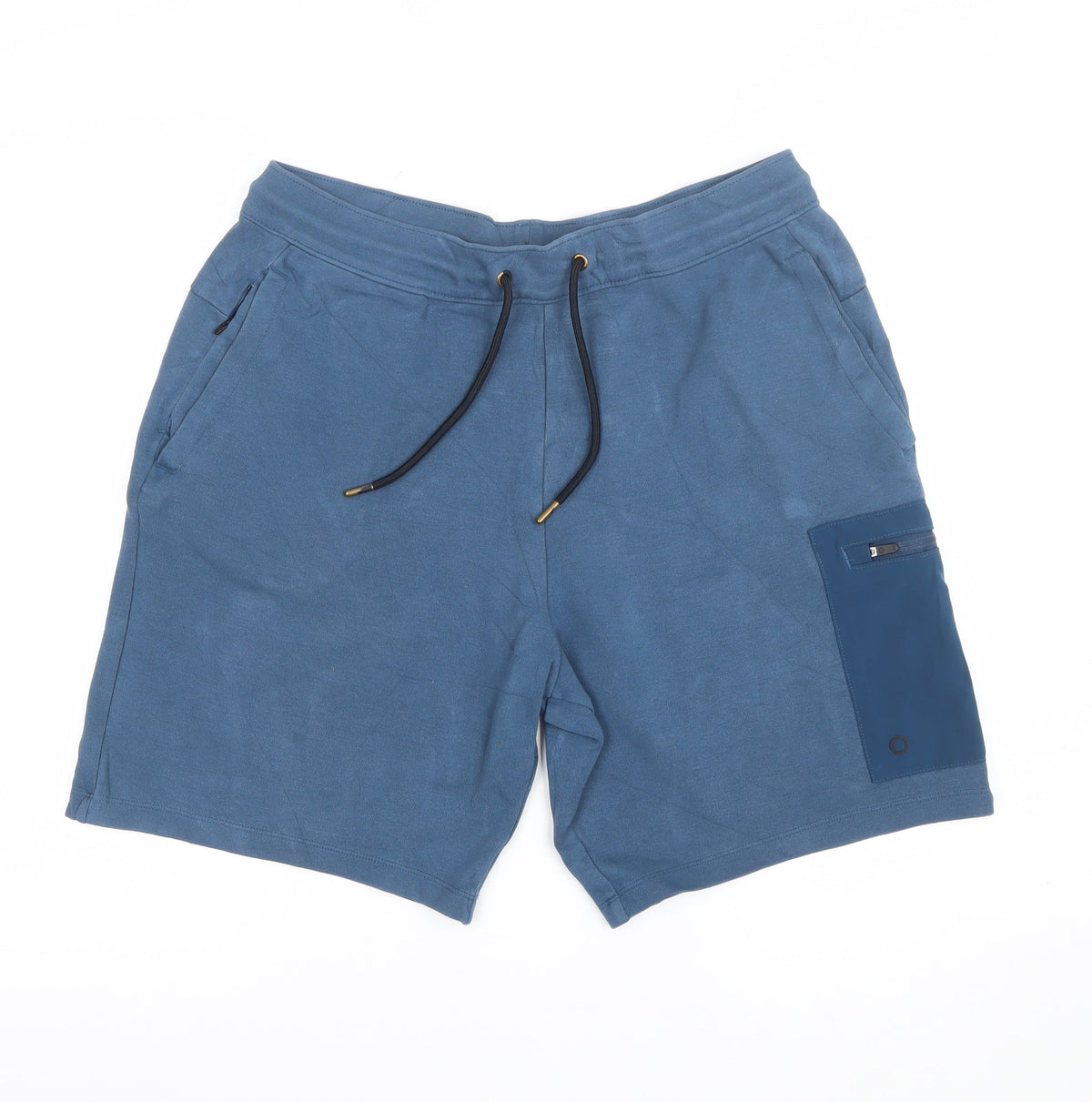 Goodmove Men’s Blue M Sweat Shorts Drawstring Zip Pocket