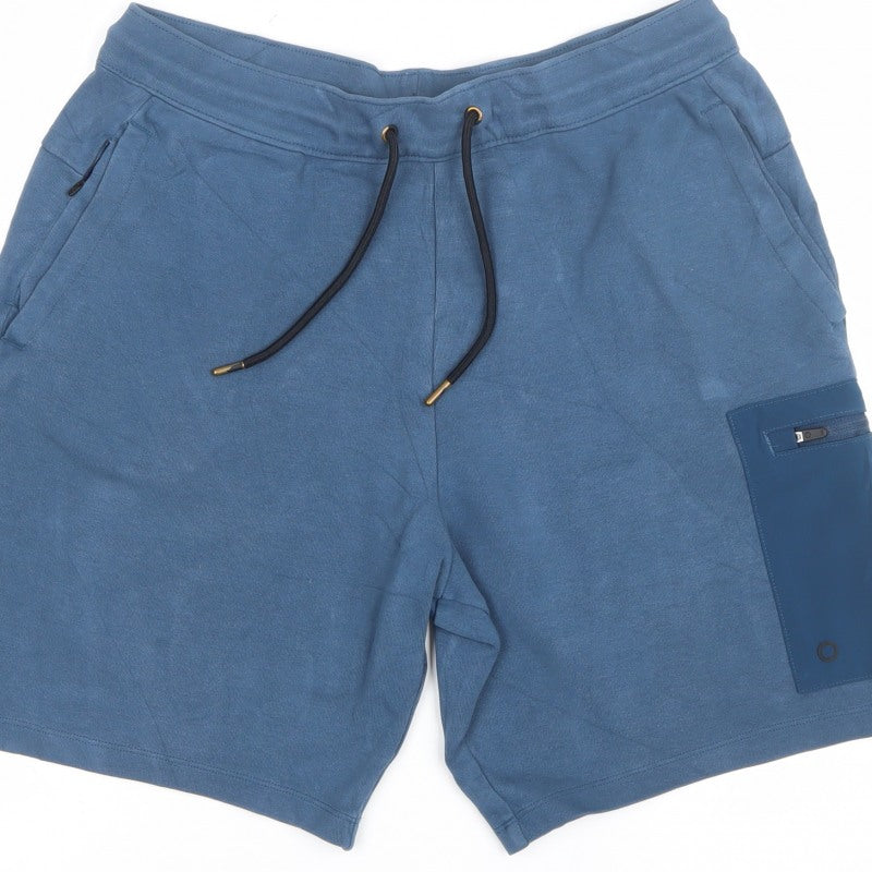 Goodmove Men’s Blue M Sweat Shorts Drawstring Zip Pocket