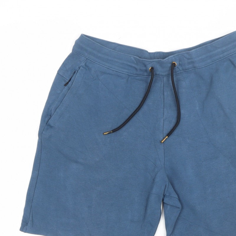 Goodmove Men’s Blue M Sweat Shorts Drawstring Zip Pocket