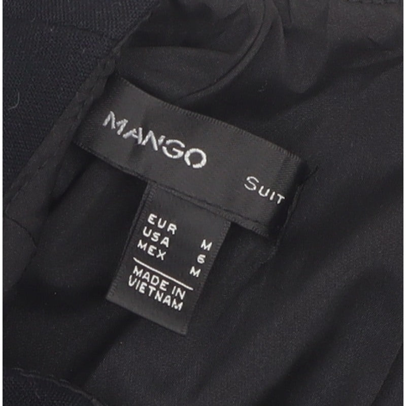 Mango Women Black M Sheath Knee Length Belted V-Neck Dress