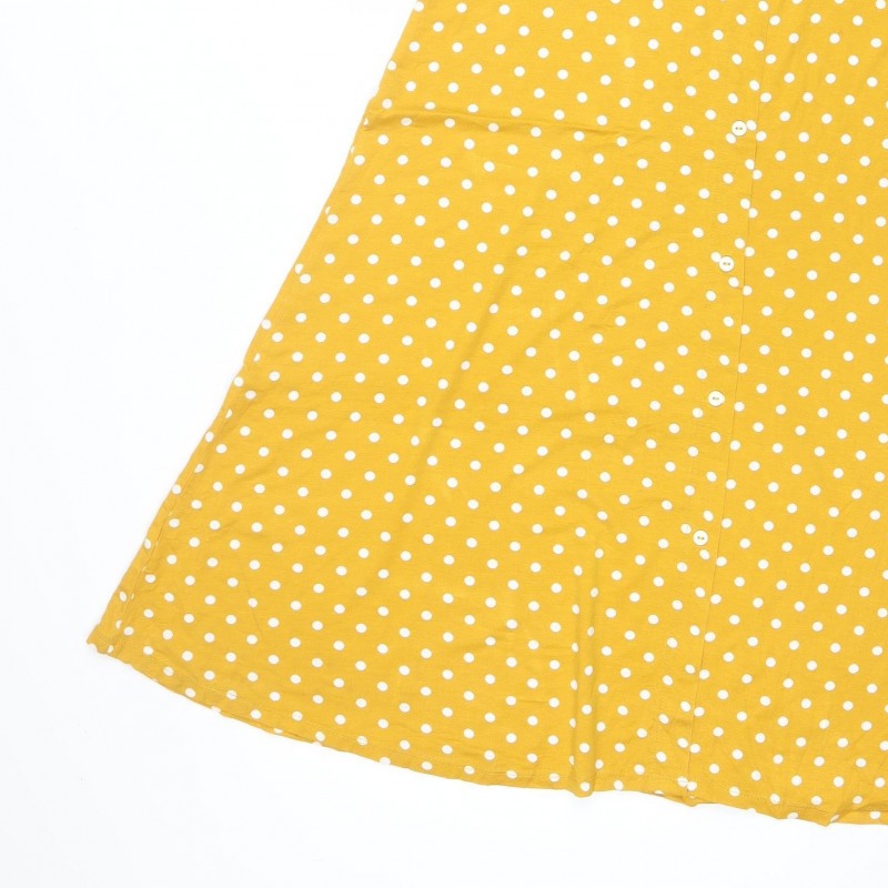 Dorothy Perkins Women Yellow Polka Dot UK 14 Fit & Flare Mini Dress