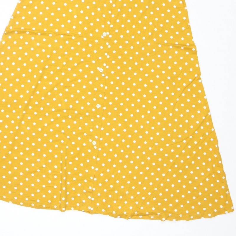 Dorothy Perkins Women Yellow Polka Dot UK 14 Fit & Flare Mini Dress