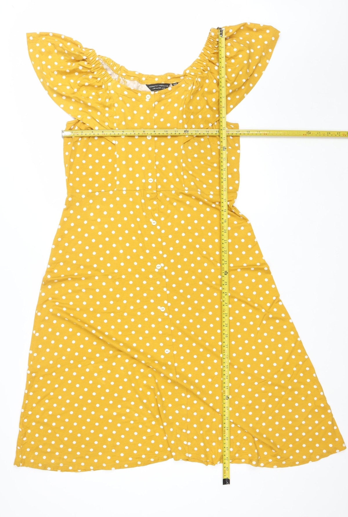 Dorothy Perkins Women Yellow Polka Dot UK 14 Fit & Flare Mini Dress