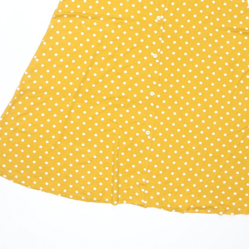 Dorothy Perkins Women Yellow Polka Dot UK 14 Fit & Flare Mini Dress