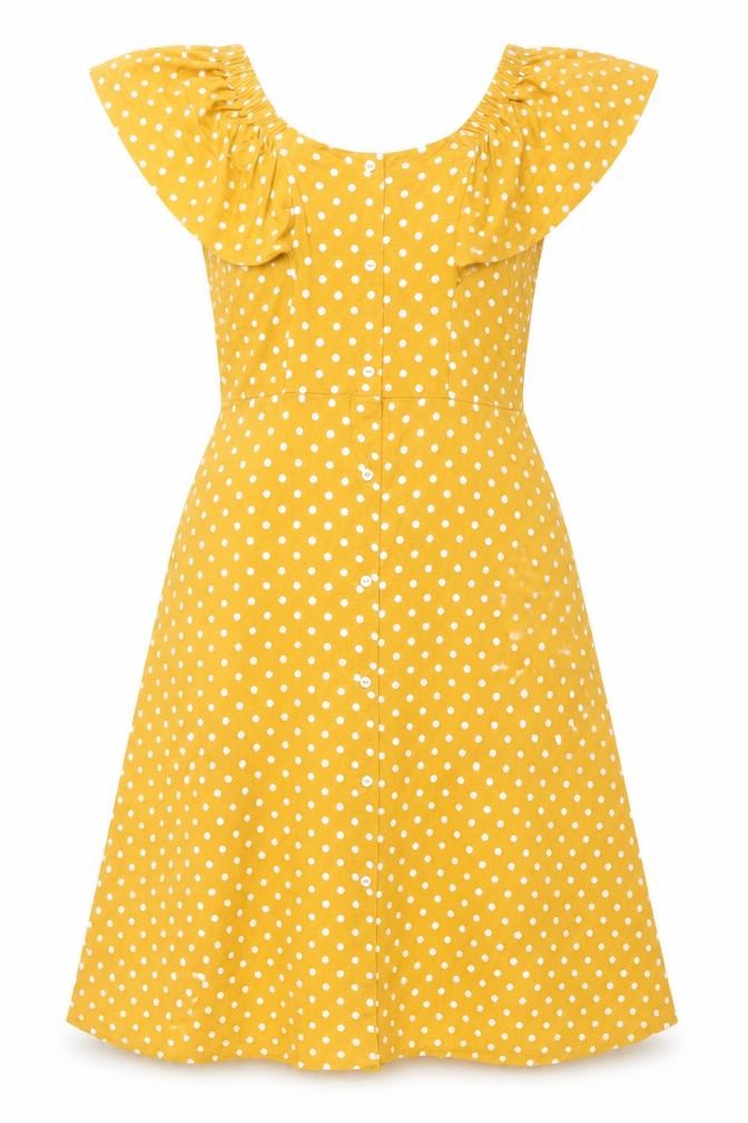 Dorothy Perkins Women Yellow Polka Dot UK 14 Fit & Flare Mini Dress