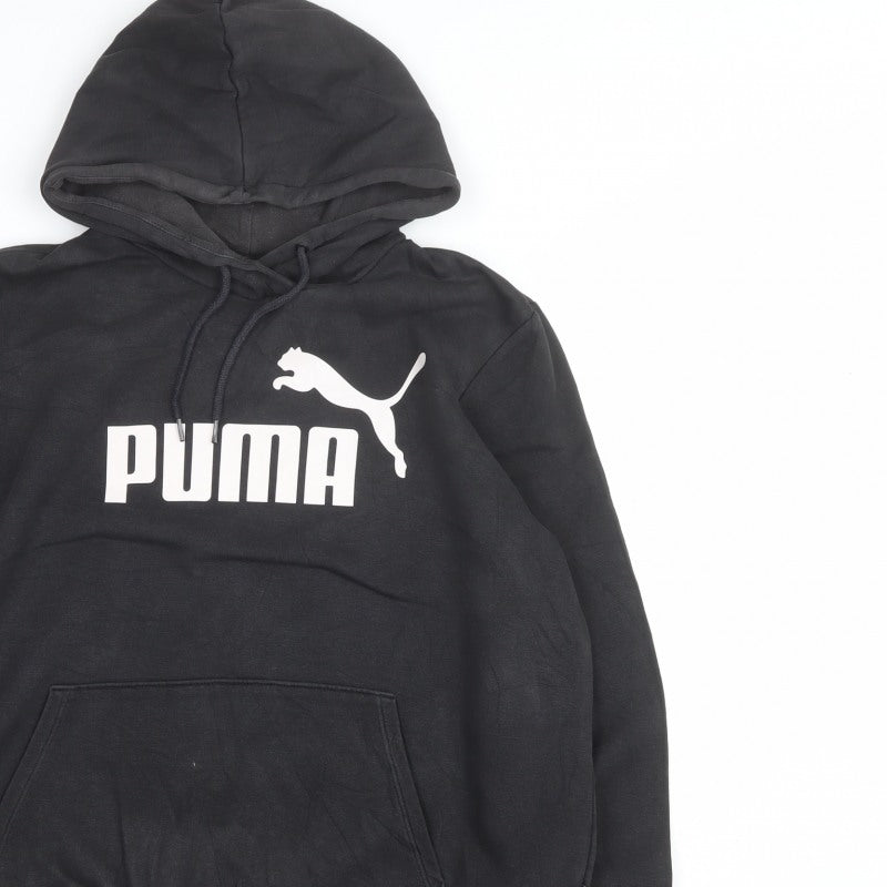 Puma Men’s Black XL Pullover Hoodie Logo Graphic Print Kangaroo Pocket
