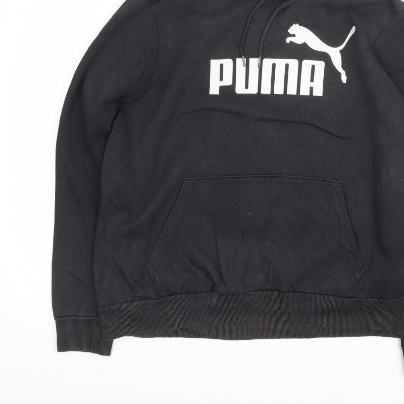 Puma Men’s Black XL Pullover Hoodie Logo Graphic Print Kangaroo Pocket
