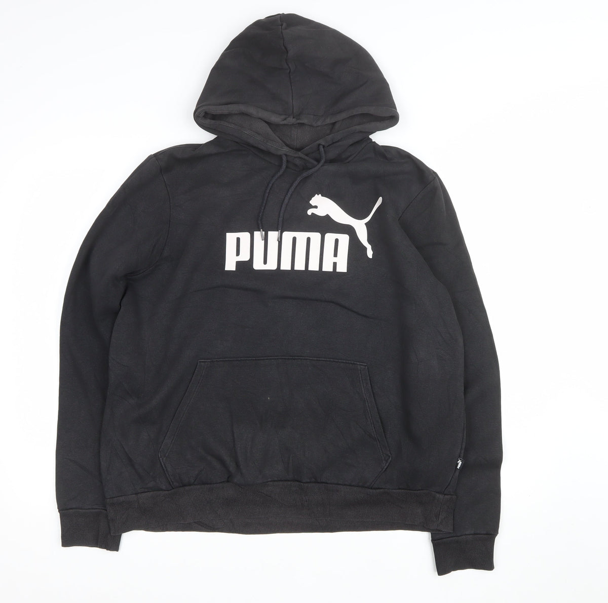 Puma Men’s Black XL Pullover Hoodie Logo Graphic Print Kangaroo Pocket