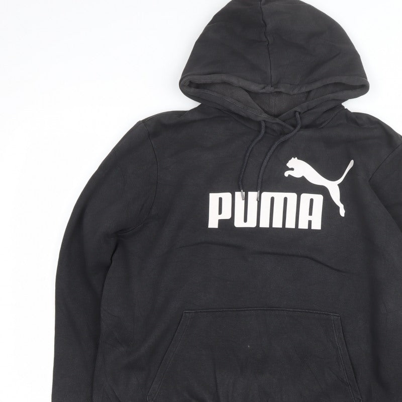 Puma Men’s Black XL Pullover Hoodie Logo Graphic Print Kangaroo Pocket