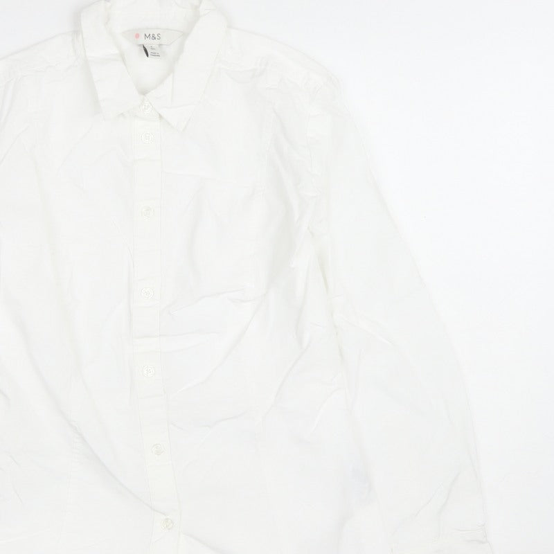 Marks and Spencer Women White Size 8 Collared Buckle Back Shirt