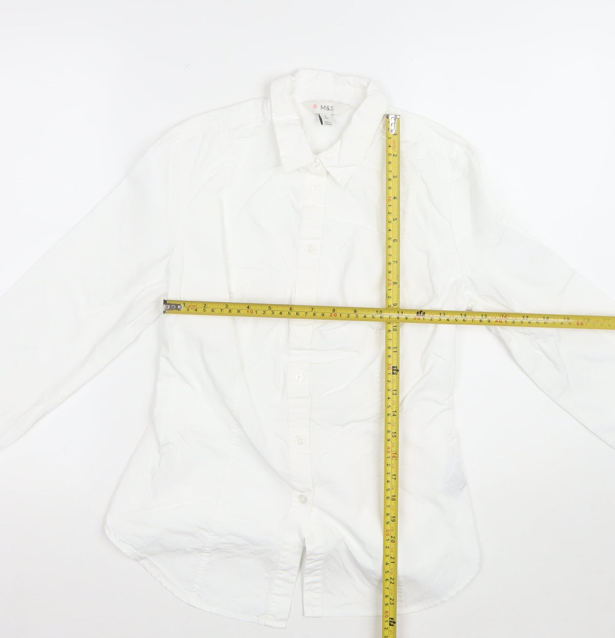 Marks and Spencer Women White Size 8 Collared Buckle Back Shirt