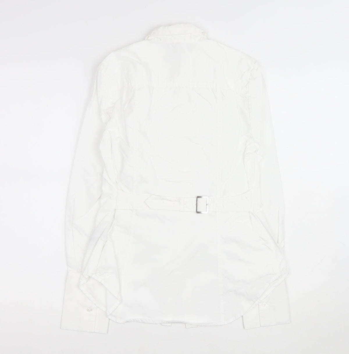 Marks and Spencer Women White Size 8 Collared Buckle Back Shirt