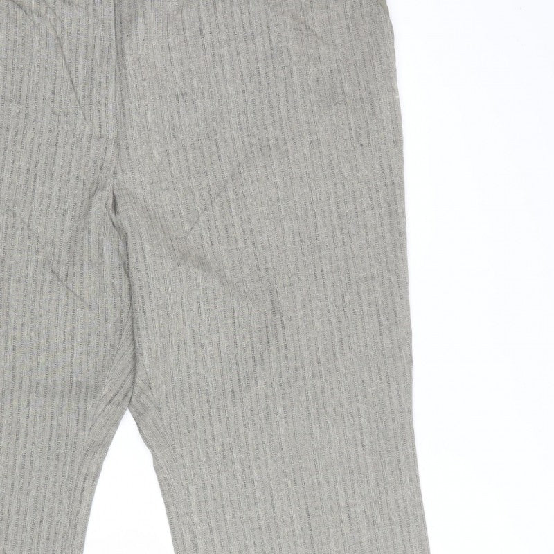 Marks & Spencer Women Grey Striped Drawstring Trousers UK 24 Short
