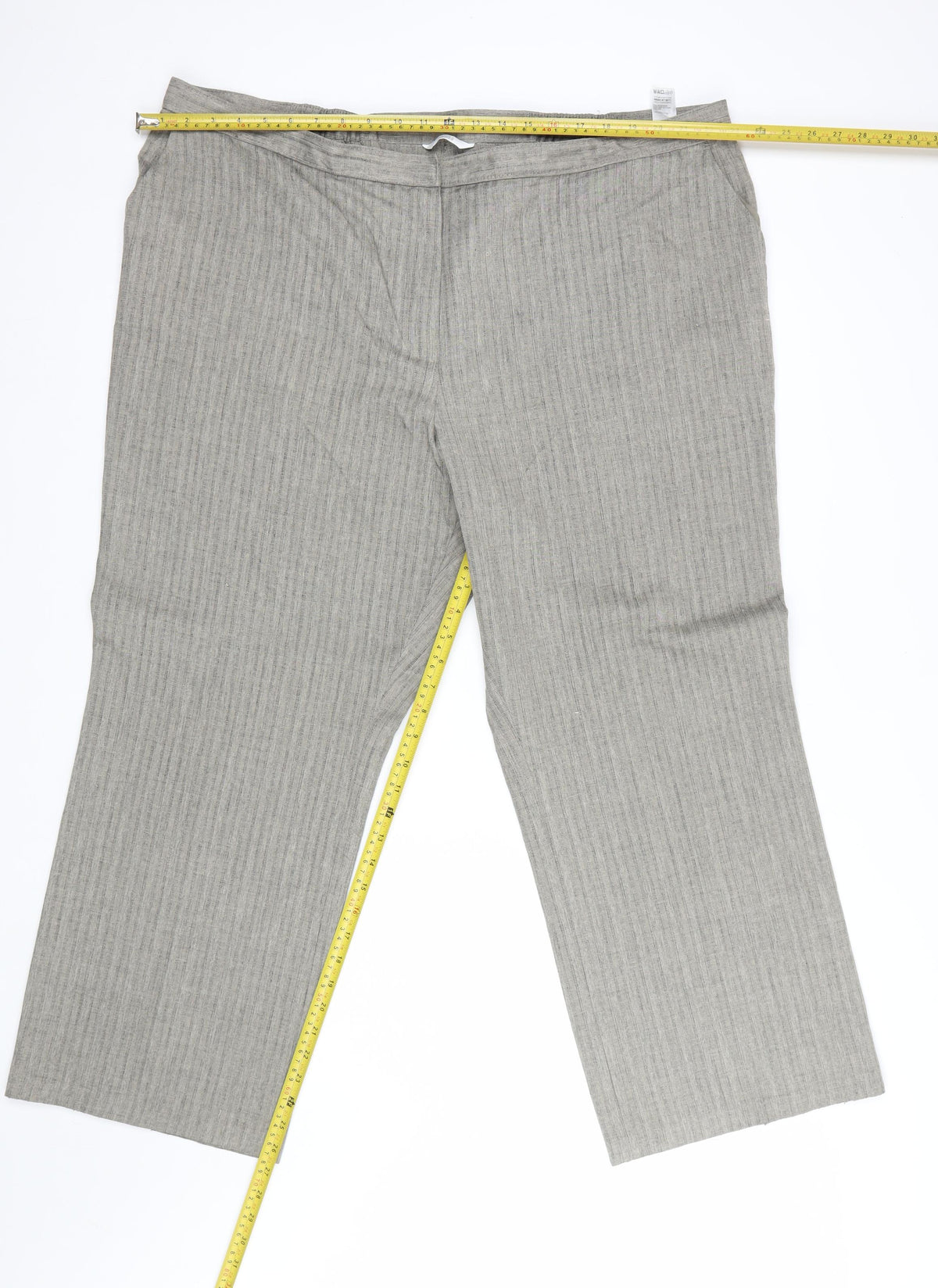 Marks & Spencer Women Grey Striped Drawstring Trousers UK 24 Short